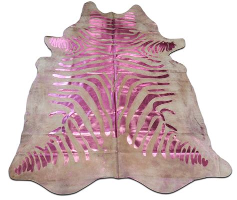 Pink Cowhide Rug 7 X 6 Xxl Cow Hide Rug Metallic