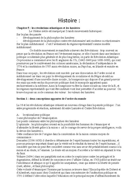 Histoire 10 Histoire Chapitre 5 les révolutions atlantiques et