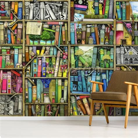 Bookshelf Wall Mural | Wallsauce UK