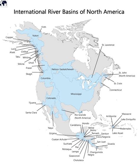 Free Printable Map of North America Rivers in PDF | North america map ...