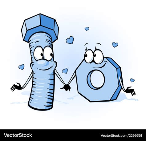 Bolt And Nut Cartoon Belong Together Royalty Free Vector