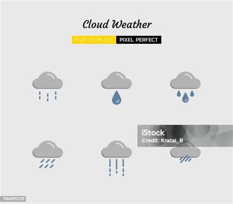 Kleur Plat Pictogram Symbool Instellen Weersvoorspelling Klimaat Wolk