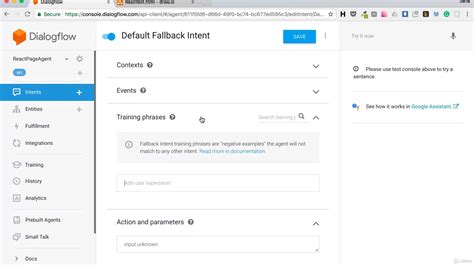 3 DialogFLow Intents Basics Fallback And Welcome Intent YouTube