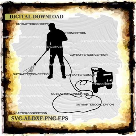 Man Pressure Washing Vector Image Svg File Digital Cutting Etsy