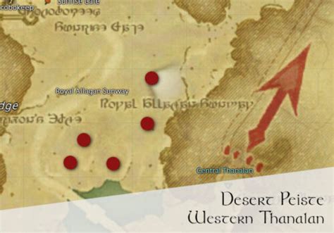 FFXIV Desert Peiste Location Map FF14 Hunting Log