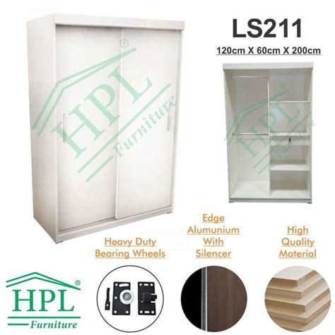 Jual Terlaris Lemari Pakaian Sliding Door Pintu Hpl White Glossy