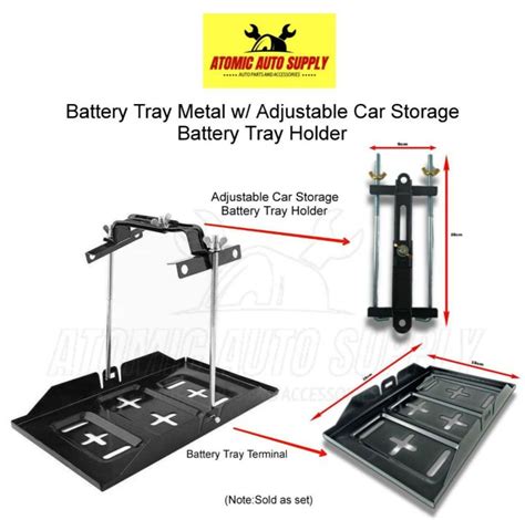 BATTERY TRAY METAL W/ ADJUSTABLE CAR STORAGE BATTERY TRAY HOLDER FOR ...