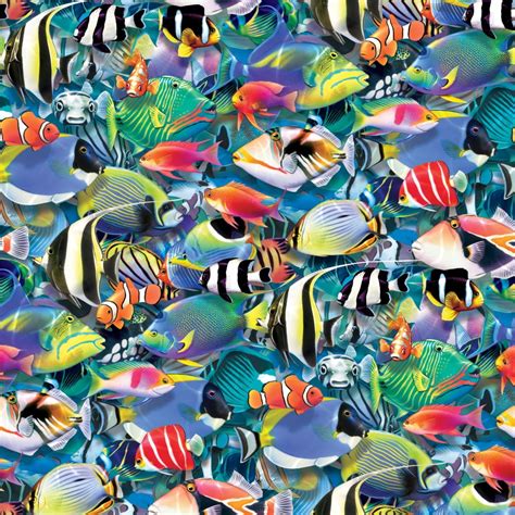 Ocean Coral Reef Fish Jam Diving Pattern Premium Roll Gift Wrap