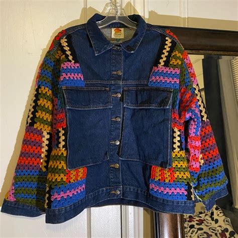 FARM Rio Jackets Coats Nwt Farm Rio Crochet Denim Jacket Poshmark