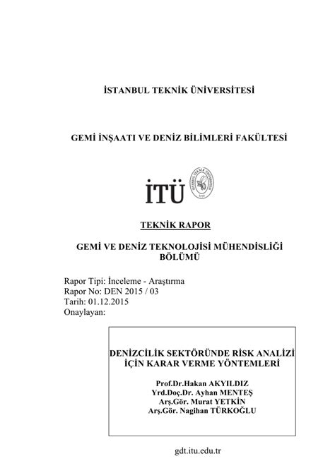 PDF Denizcilik Sektöründe Risk Analizi İçin Karar Verme Yöntemleri