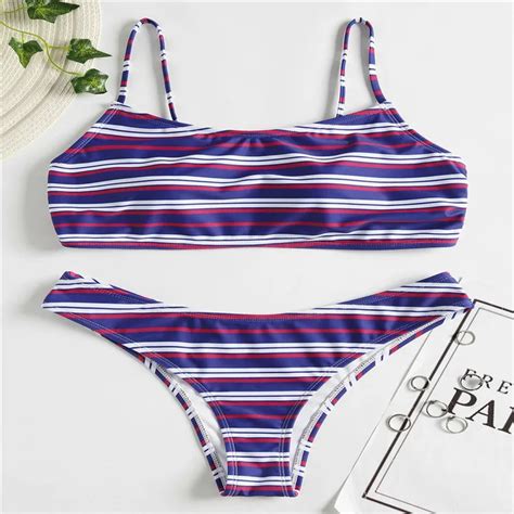 2019new Design Beachwear Sexy Nature Bikini Stripe Two Piece Bikinis