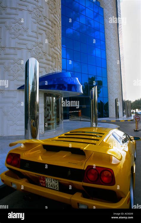 Abu Dhabi UAE Lamborghini & Building Stock Photo - Alamy