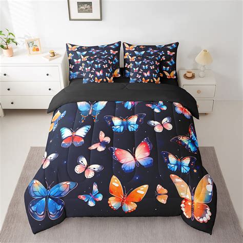 Yst Rainbow Butterfly Twin Comforter Set 7 Piece Colorful Animal