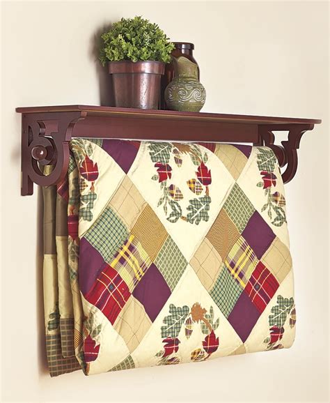 Deluxe Quilt Rack Wall Hanging With Shelf Walnut Walmart