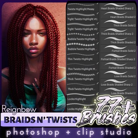 Photoshop Hair Brushes Clip Studio Paint Braids And Twists Etsy