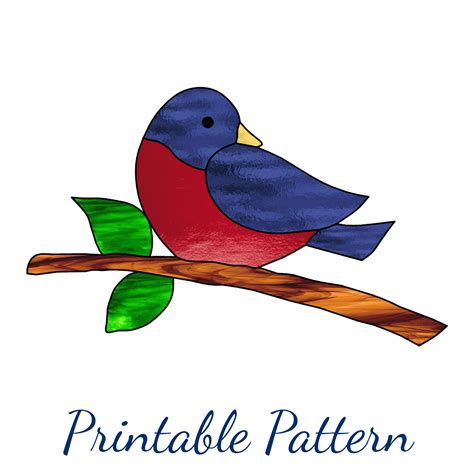 Simple stained glass pattern for a bird suncatcher. | Stained glass