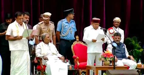 Karnataka Cabinet Mlas Including Woman Take Oath As Ministers