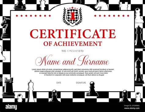 Certificate Of Achievement In Chess Tournament Participation Award