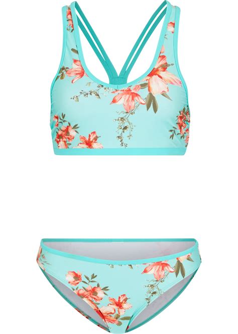 Sch Ner Bikini Mit Sch Nem Blumendruck T Rkis Rosa Floral