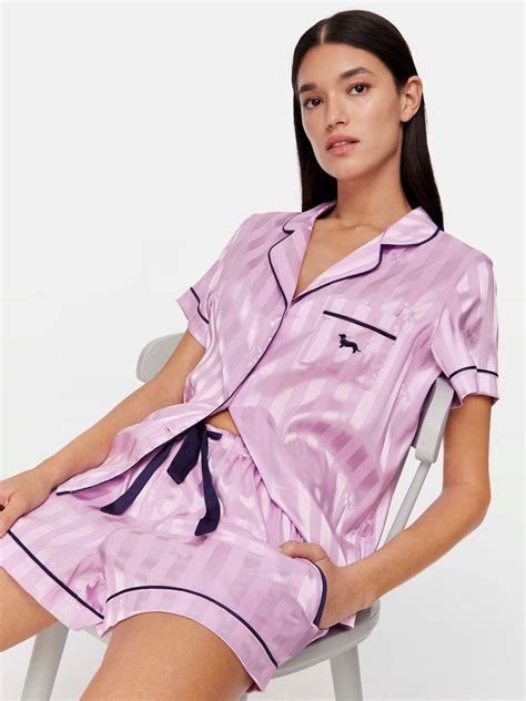 Lilac Penny Chic Satin Stripe Pj Set