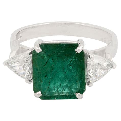 Customizable Natural Zambian Emerald Gemstone Cocktail Ring Pear Diamond Solid 18k White Gold