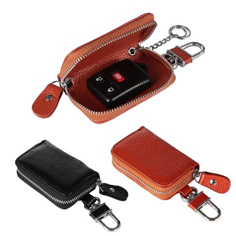 Pc Women Men Solid Zipper Key Pocket Auto Universal Pu Leather Car Key