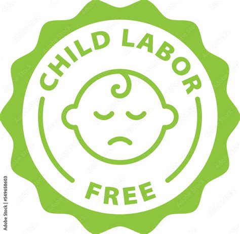 child labor free green stamp. Symbol, outline icon, tag, badge, label ...