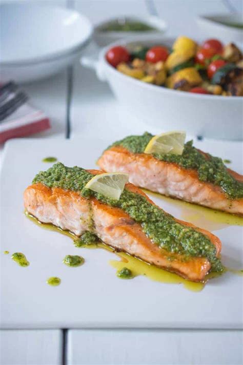 Mediterranean Lemon Pesto Salmon Culinary Ginger