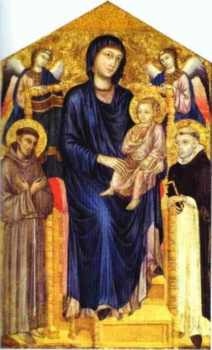 Cimabue. Madonna and Child Enthroned with Two Angels and St. Francis and St. Dominic.