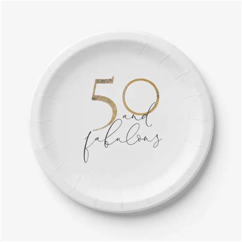 50 And Fabulous Black And White Gold 50th Birthday Paper Plates Zazzle