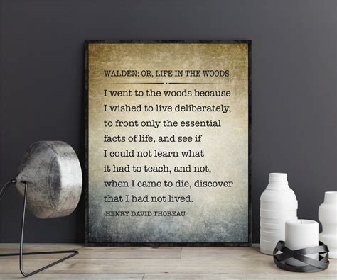 Henry David Thoreau Quote Poem I Went To The Woods Walden Or Etsy