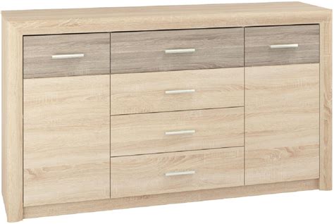 Castel 08 Komoda 2 Vrata 4 Ladice 165x43x94 Cm Natur Sonoma Hrast Sivi