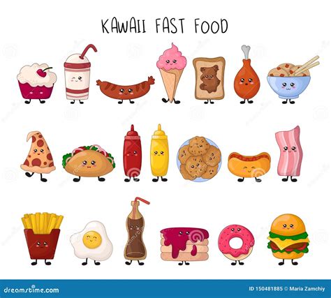 Colecci n De La Comida De Kawaii Ilustración del Vector Ilustración