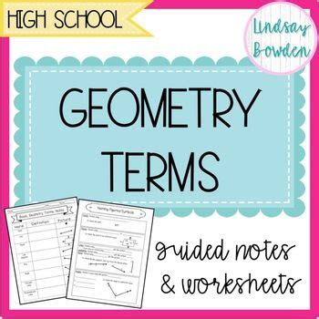 Geometry Terms Guided Notes and Worksheet | Teaching math, Math ...