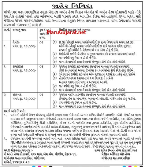 Gandhinagar Municipal Corporation Recruitment for Staff Nurse, Lab ...