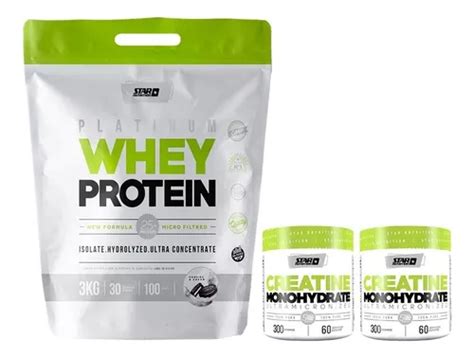 Whey Protein 3 Kg 2 Creatina X 300 Grs Star Nutrition Sabor Cookies