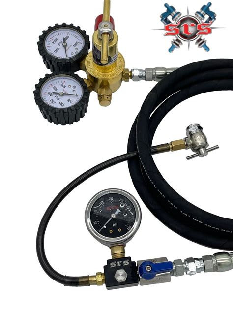 Nitrogen Regulator Kit Shock Fill Gauge Hose Tool No Loss Chuck