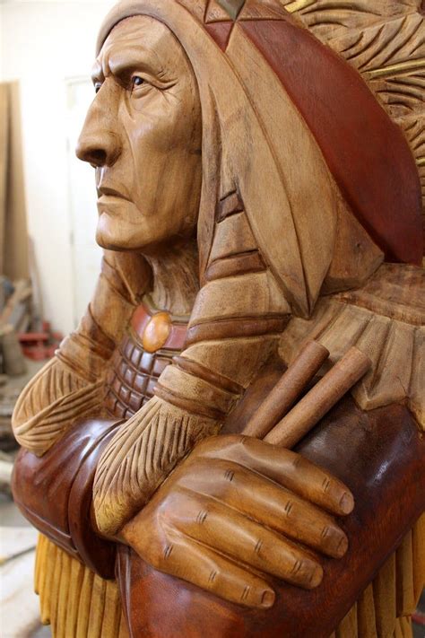 Wooden Indian Statue 6 Wood American Indian Cigar Store Hand Carved