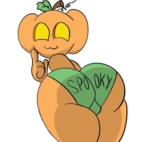 Rule 34 Ass Big Breasts Big Butt Green Panties Green Skin Orange Eyes Plant Humanoid Pumpkin