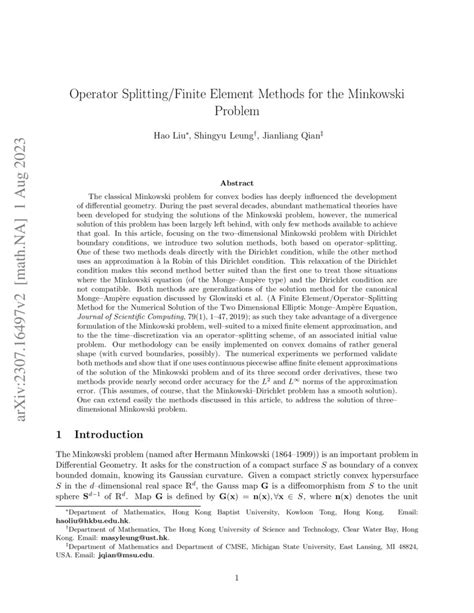 Operator Splitting Finite Element Methods For The Minkowski Problem