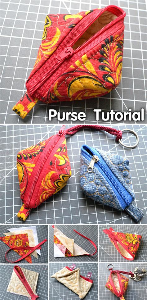 Triangle Zipper Coin Purse ~ Diy Tutorial Ideas