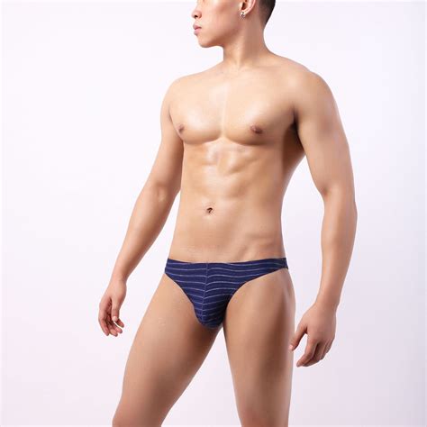 Lot de String Tanga Pour Homme de bikini demi hanche taille basse rayée de couleur Multicolor
