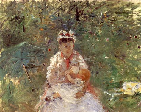 1880 Berthe Morisot La Nourrice Angele Allaitant Julie Manet Painting