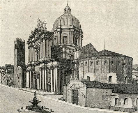 Brescia Duomo Nuovo O Cattedrale E Duomo Vecchio Xilografia Di Barberis