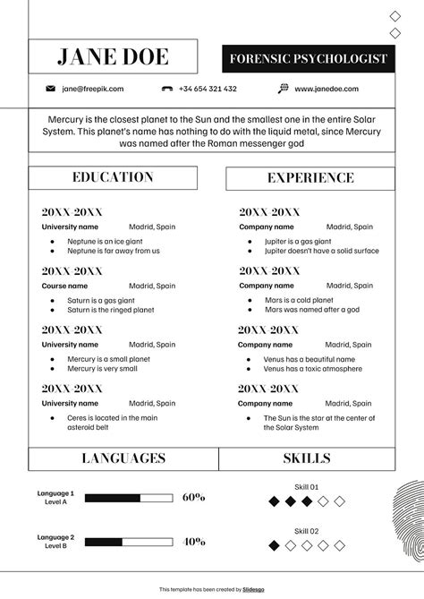 Forensic Psychologist Resume Presentation