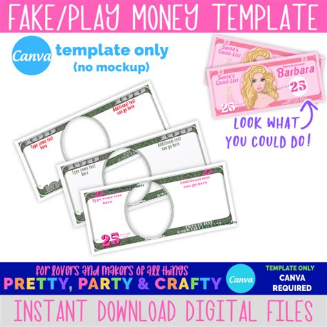 Printable Play Money Template: Make Your Own in Canva - Pretty Party ...