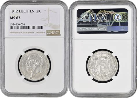 2 Kronen Liechtenstein 1912 NGC MS63 Prince Johann II 1858 1929