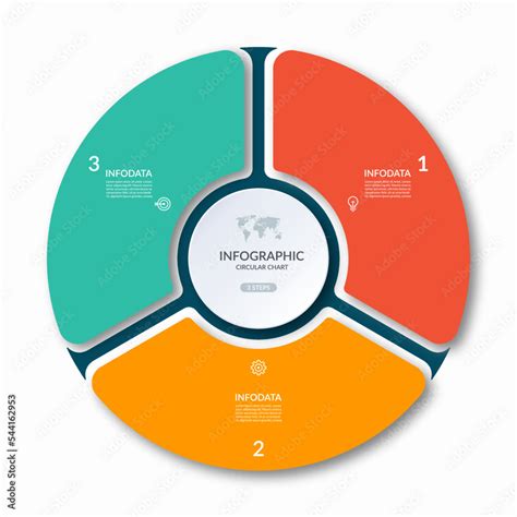 Infographic Circle With 3 Options Parts 3 Step Vector Template For