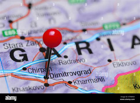 dimitrovgrad pinned   map  bulgaria stock photo alamy