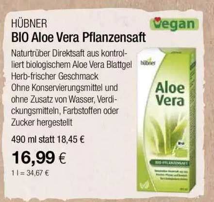 H Bner Bio Aloe Vera Pflanzensaft Angebot Bei Vitalia